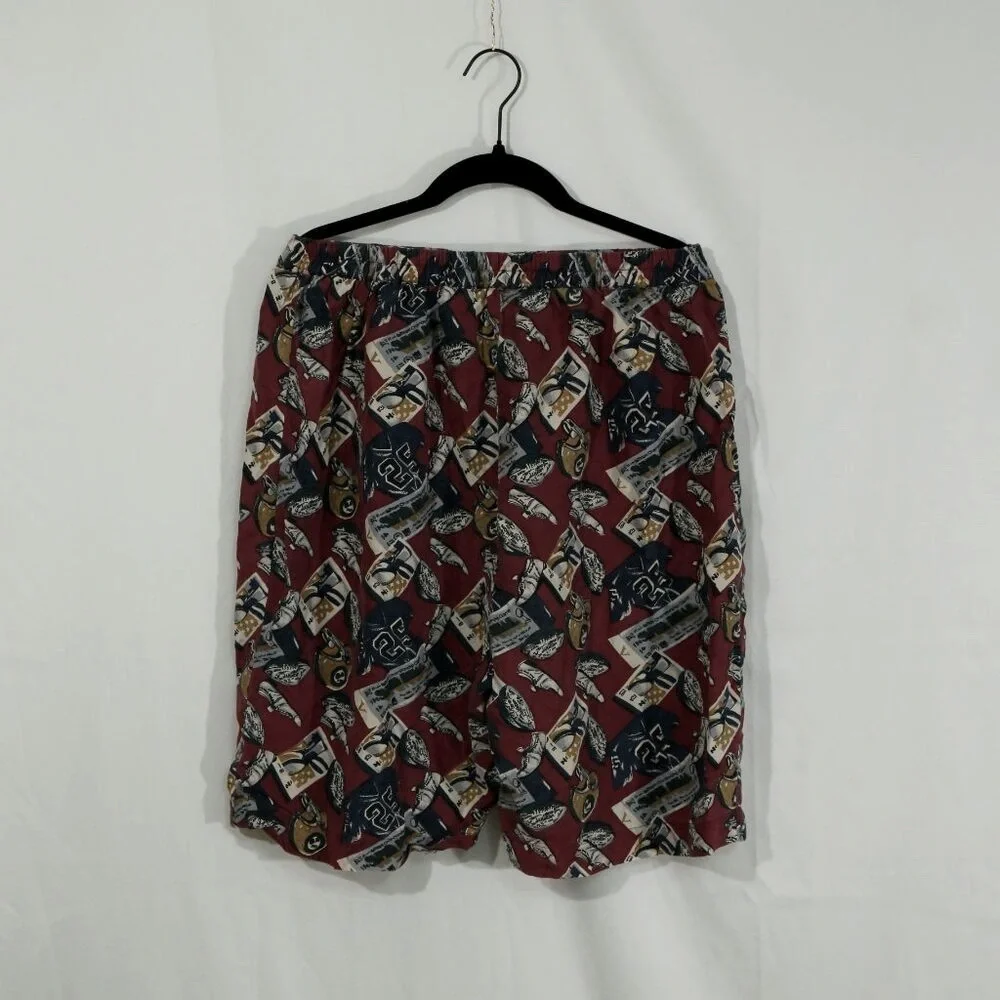 Unique football shorts 90s 100% Silk Men’s M – Abstract Retro Print Lounge